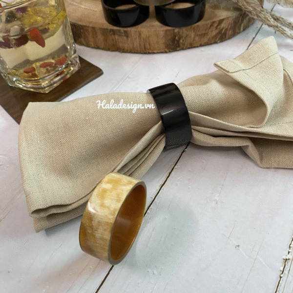 Elegant Buffalo Horn Napkin Ring Holder – Handmade Natural Table Decor Set