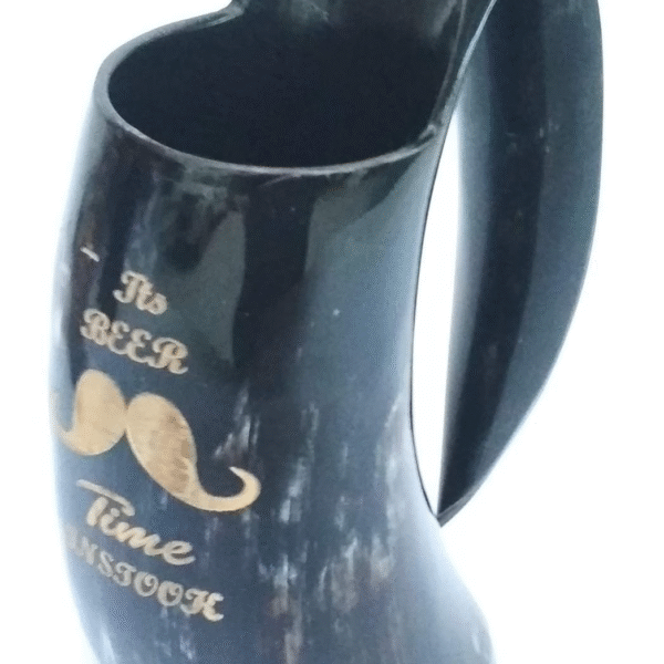 Drinking Handmade Natural Horn Mug, Safely Holds Hot and Cold Liquids (550, CYCLINDRICAL, 1, Beer Mug)