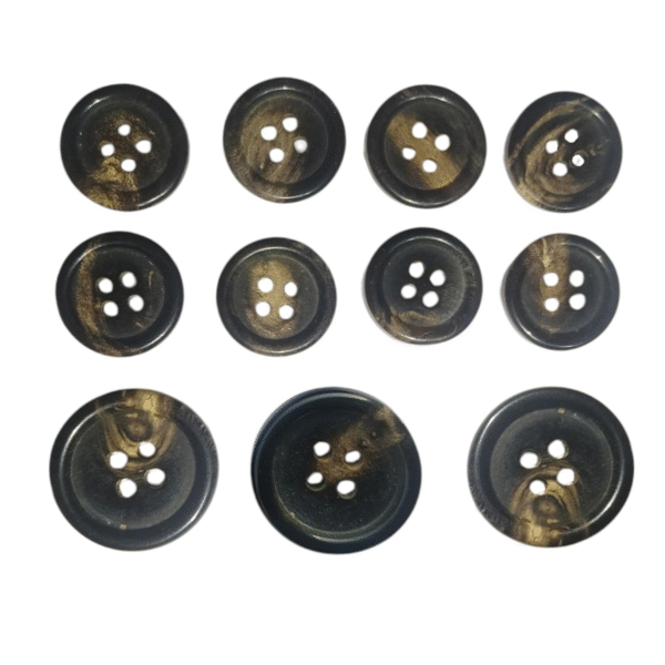 Premium Natural Horn Buttons Set –11 Pieces (3 Big Buttos + 8 Small Buttons) Premium Look for Coats, Blazers, Cardigans, Waistcoats, and high-end Ethnic wear.(Black) (Black)