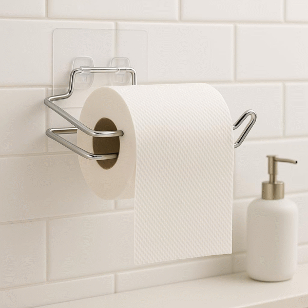 Tissue/Toilet Paper Roll Holder for Bathroom Kitchen Tissue Roll Holder Tissue Paper Stand Self Adhesive No Drill Napkin Holder Bathroom Accessories/Organiser(Pack of 1)