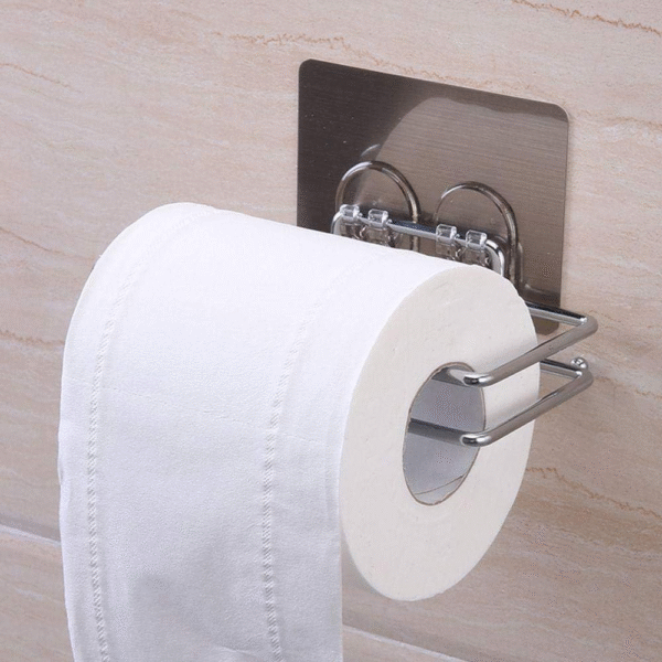 Perpetual Stainless Steel Tissue Paper Holder for Bathroom | Wall Mount Toilet Paper Holder with Adhesive | Modern Bathroom Accessories for Home & Kitchen Use
