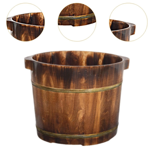 Wood Foot Bath Tub Deep Foot Washing Bucket for Bathroom Household Women Men Color B 30cm