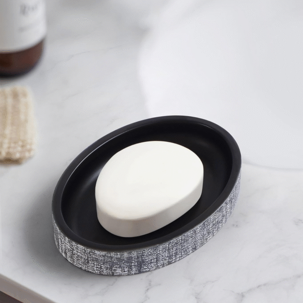 Obsessions Polyresin Soap Dish with Hole, Charcoal