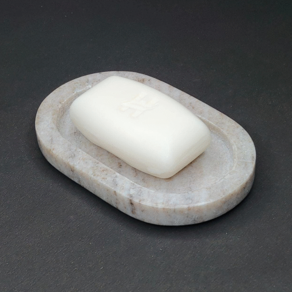MBSC Natural Marble Stoneware Soap Dish Bathing Handmade Accessories Trays Holder (Size : 5.5" X 3.5") - Beige Color