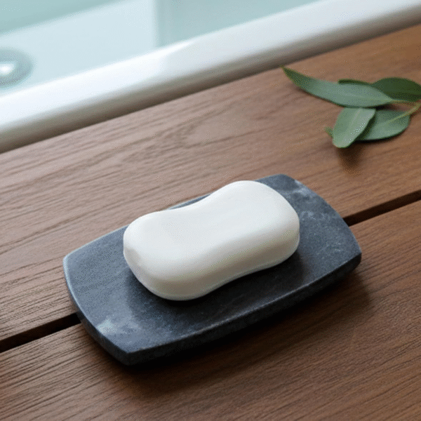 KLEO Stonkraft Natural Stone Soap Dish Bath Accessories For Bath, Tub Or Wash Basin In Two Tone Black/White Color
