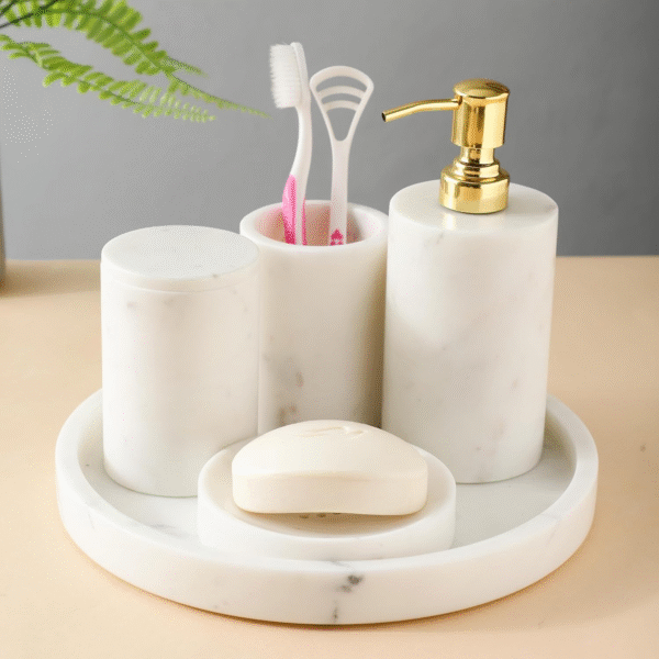 NikkisPride Handmade White Marble Bath Ensemble Marble Bath Set