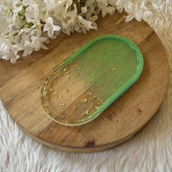 Serving Resin Tray with Premium Shiny Finish - Stylish Home and Office Decor, Multi-Purpose Tray for Serving (Green)