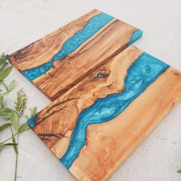 Olive Wood River Epoxy Charcuterie Board | Custom Resin Cutting Board