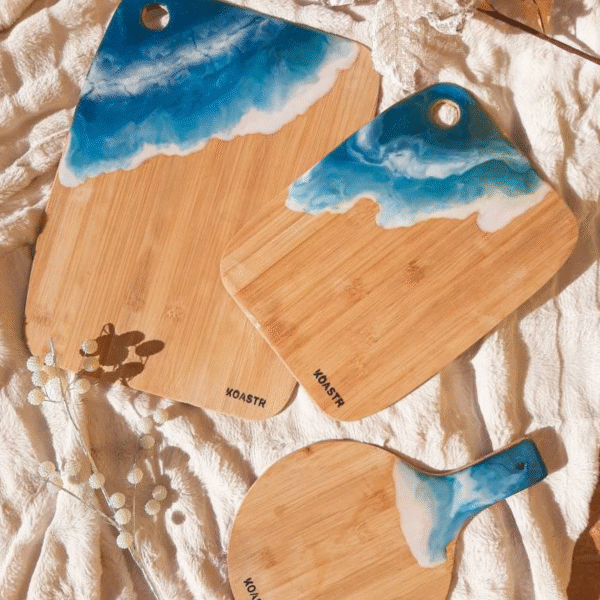 Epoxy Resin Waves Cutting Board | Wave Effect Charcuterie Board