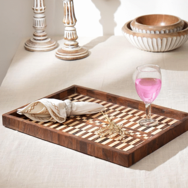 19 Inch Epoxy Resin Serving Tray for Home.Made by Epoxy Resin with Natural & Off White (Natural & White)