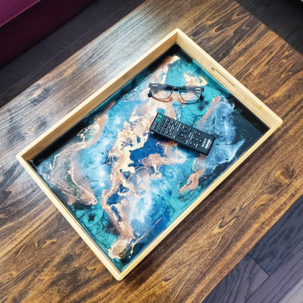 Wood and Resin Tray, Resin Art, Resin Serving Tray, Home Decor, 14"x20"