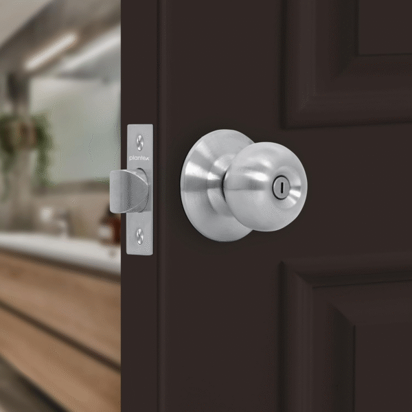 Plantex Bathroom Door Lock - Keyless Cylindrical Lock for Bathroom/Balcony/Tubular Door Knob/Handle (Without Key-Matt)