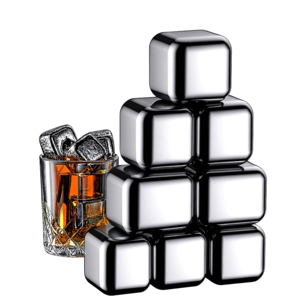 SYGA Stainless Steel Whiskey Stones Ice Cubes Reusable for Whiskey, Vodka, Liqueurs, Wine, Beverage Juice or Soda, Pack of 2