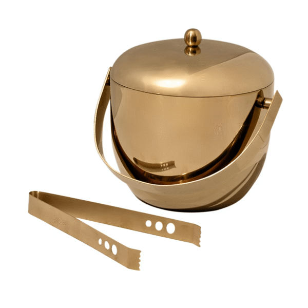 Ice Bucket with Tongs | Set of 2 | Brass Finish | Bar Gift Box | Gift for House Warming