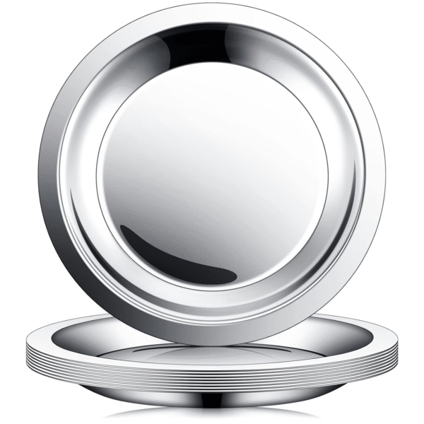 Set of 8 Wine Bottle Coaster Smooth Stainless Steel Coasters Silver Heat Resistant Metal for Table Drink Bottle Tea Cup Accessories, 4.5 Inches