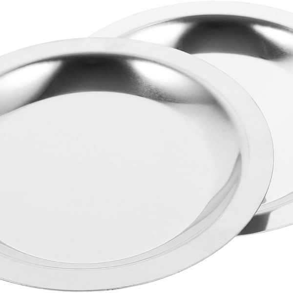 Cabilock 2Pcs Stainless Steel Round Coasters, Round Silver Metal Cup Coasters Set Wine Bottle Coaster Cups Mats Decor for Restaurant Kitchen bar Dining Table