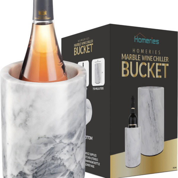 Homeries Marble Wine Chiller Bucket - Wine & Champagne Cooler for Parties, Dinner – Keep Wine & Beverages Cold – Holds Any 750ml Bottle - Ideal Gift for Wine Enthusiasts