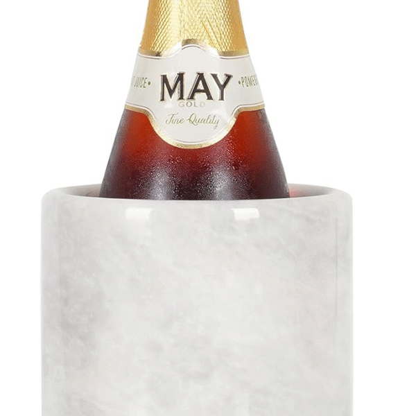 Wine Chiller White Table Top Handmade Marble Wine Chillers for Champagne - Tall 5x5x6.5 Inch" Beverage Freeze Cooler Holder - Use as Utensils, Stationery & Centerpiece Bar Decor (WZ-03)