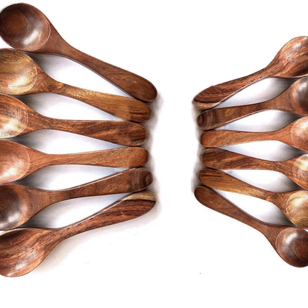 Wooden Mini Spoons for Spice Jars – Set of 12 (6 Spoons 4'' and 6 Spoons 5'') | Small Condiment Spoons for Sugar, Tea, Coffee, Honey, Jam, Mustard, Pickle, Ice Cream & Milk Powder