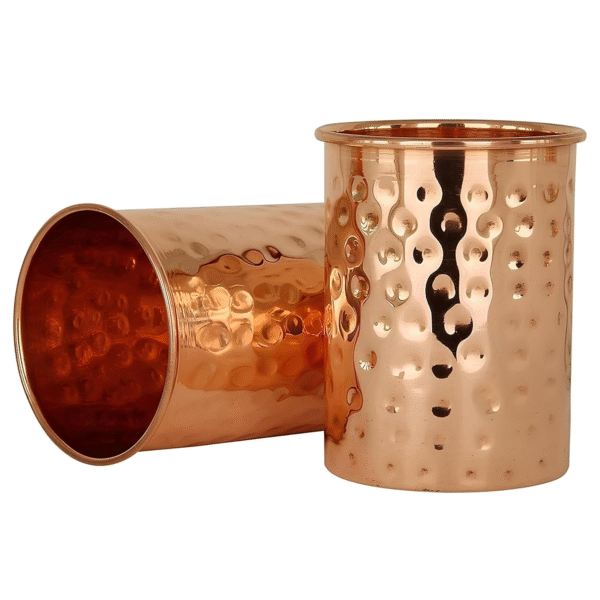 100% Pure Copper Hammered Tumbler 300ml | Ayurvedic Drinking Glass for Water | Traditional Handcrafted Copper Utensil – 1Pc