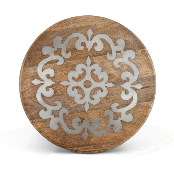 Heritage Wood Metal Inlay Lazy Susan