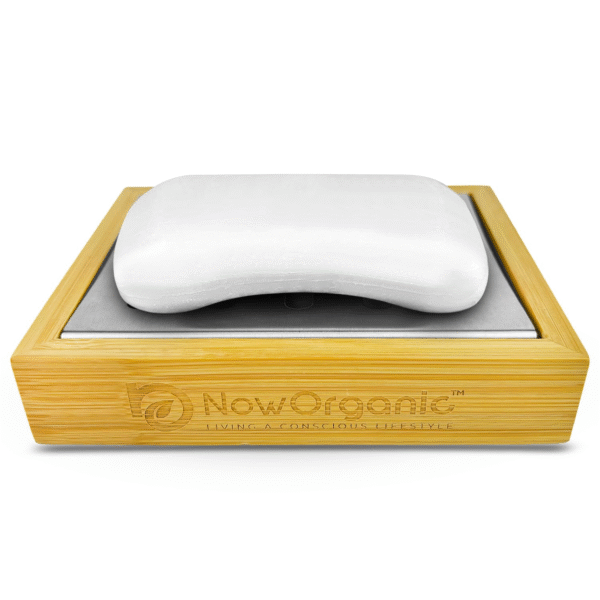 Now Organic Brand Bamboo Steel Soap Dish Holder/Tray with Smart Drainage: Durable, Stylish, and Water-Resistant
