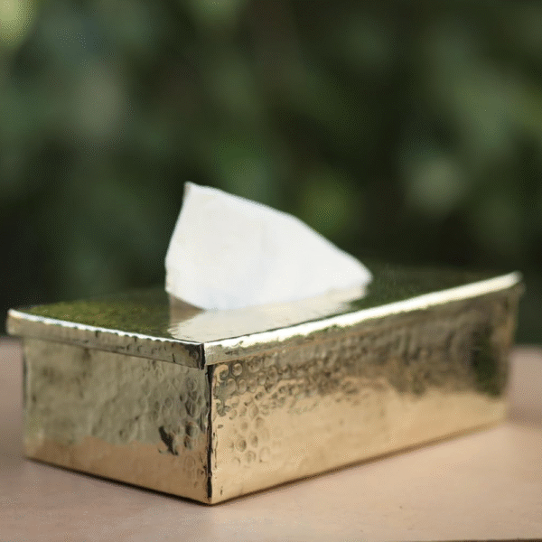 Rewari Handicrafts Decorative Brass Tissue Box Facial/Napkin/Tissue Paper Box/Holder/Dispenser for Home/Car/Office/Creative Living Room/Tea Table Tissue case with Original Brass Colour