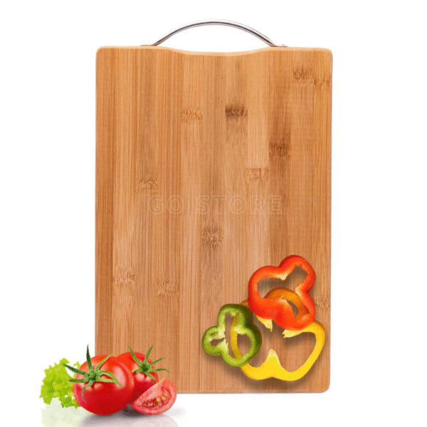 Large Non-Slip Wooden Bamboo Cutting Board with Antibacterial Surface with Stainless Steel Handle, Chopping Board for Kitchen, Cutting Board for Kitchen (Wood)