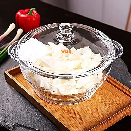 WQR - Borosilicate Casserole Deep Round - Oven and Microwave Safe Serving Bowl with Glass Lid 1000 ML Set of (1)