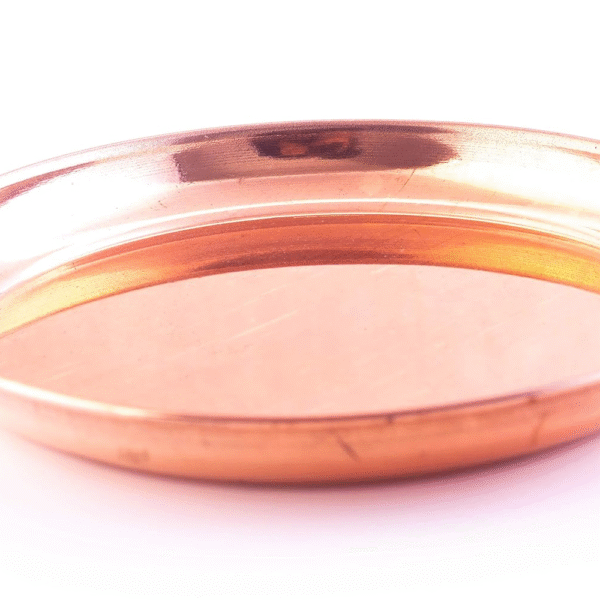ROLIMOLI Pure Copper Thali Tray Plate, Serving Tea Coffee, Home D?cor, Tableware, 9 inch