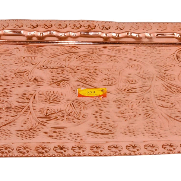 Shiv Shakti Arts® Pure Copper Tray | Plate | Platter | Serving Tray - Designer Tray 44 x 33(L x W) Muglhai Design