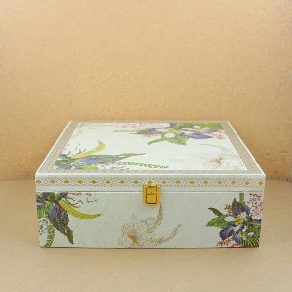 SMILES GIFT Premium Wooden Dry Fruit Box with 4 Glass Jars – Ideal Storage for Dry Fruits, Chocolates & Snacks | Festive & Wedding Gift Option