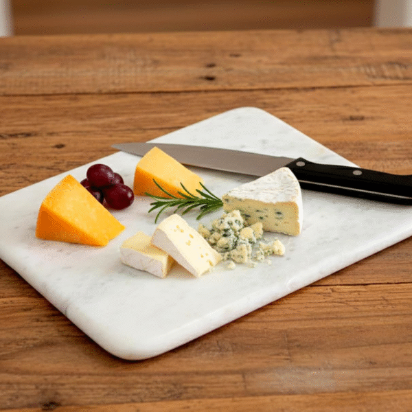 Marble Chopping Board Cutting Board Cheese Platter - Can Be Used As Cheese Salami Cold Meat Platter, White