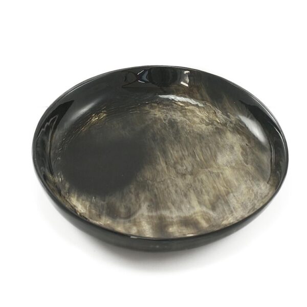 HORNCRAFT Genuine Horn Bowl | Horn Flat Plate | Medium Size 6" Diameter | Handmade | Horn Serving Dish for Fruit, Nuts, Ham, Salad, Cheese or Delicatessen